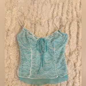 White fox Lace Chemise in Light Blue